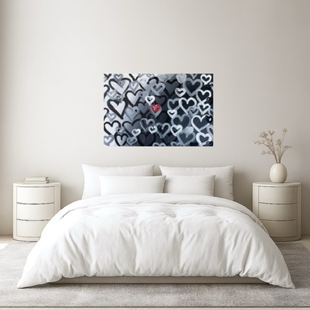Large Original Canvas Gallery Abstract Painting 36”x24” Heart Ombré Art bedroom - Picture 6 of 13